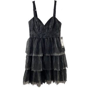 Monique Lhuillier Lace Beaded Tutu Mini Dress